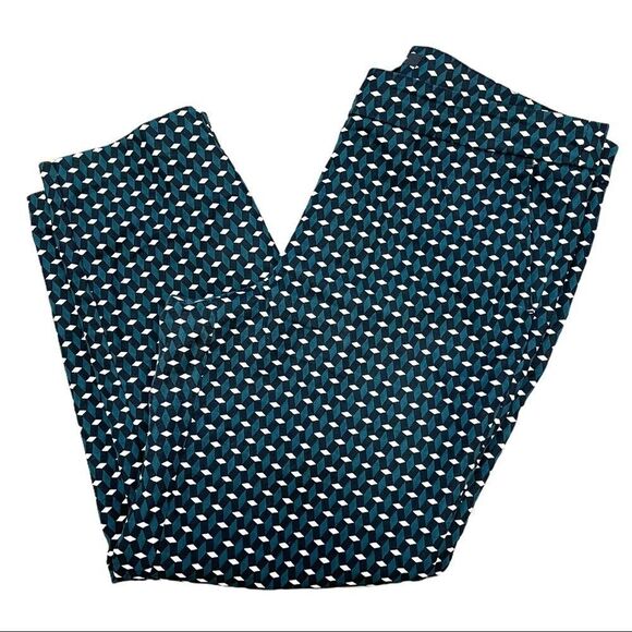 𝅺halogen Green Diamond Print Crop Ankle Pants Sz 12 - Picture 1 of 15